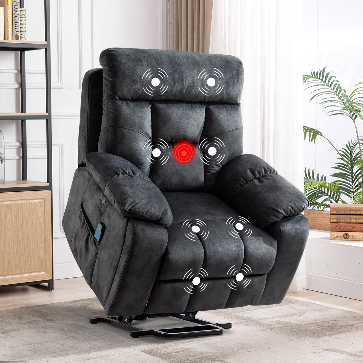 CANMOV Power Lift Recliner Chair with Massage & Heat for Big & Tall, Grey