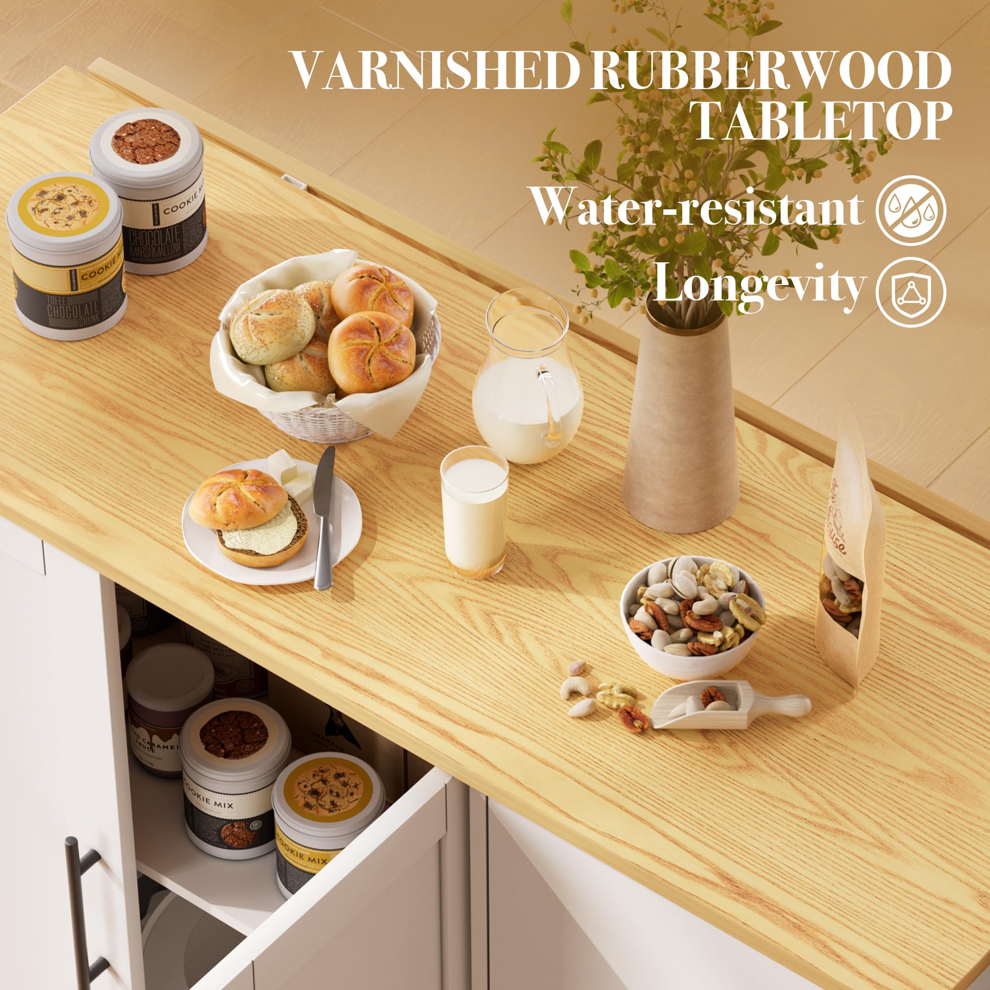 Kitchen Island Cart with Drop Leaf & Storage