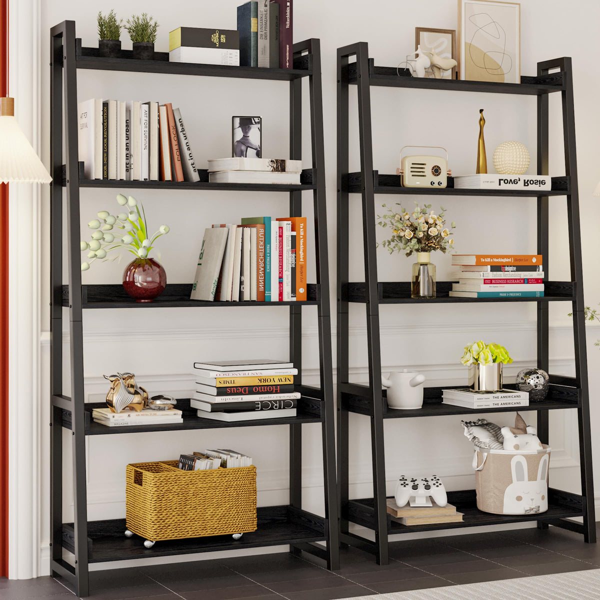 5-Tier Industrial Ladder Bookshelf