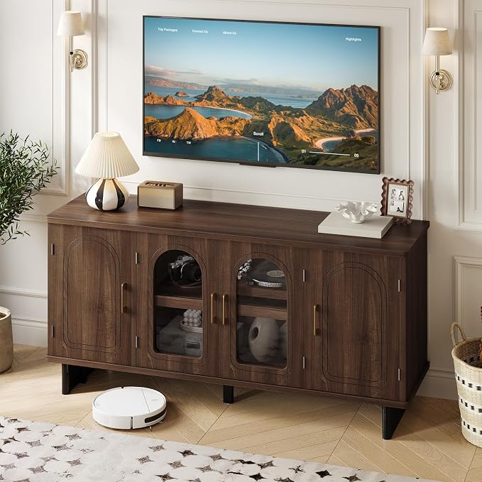 Arched Glass Door TV Stand