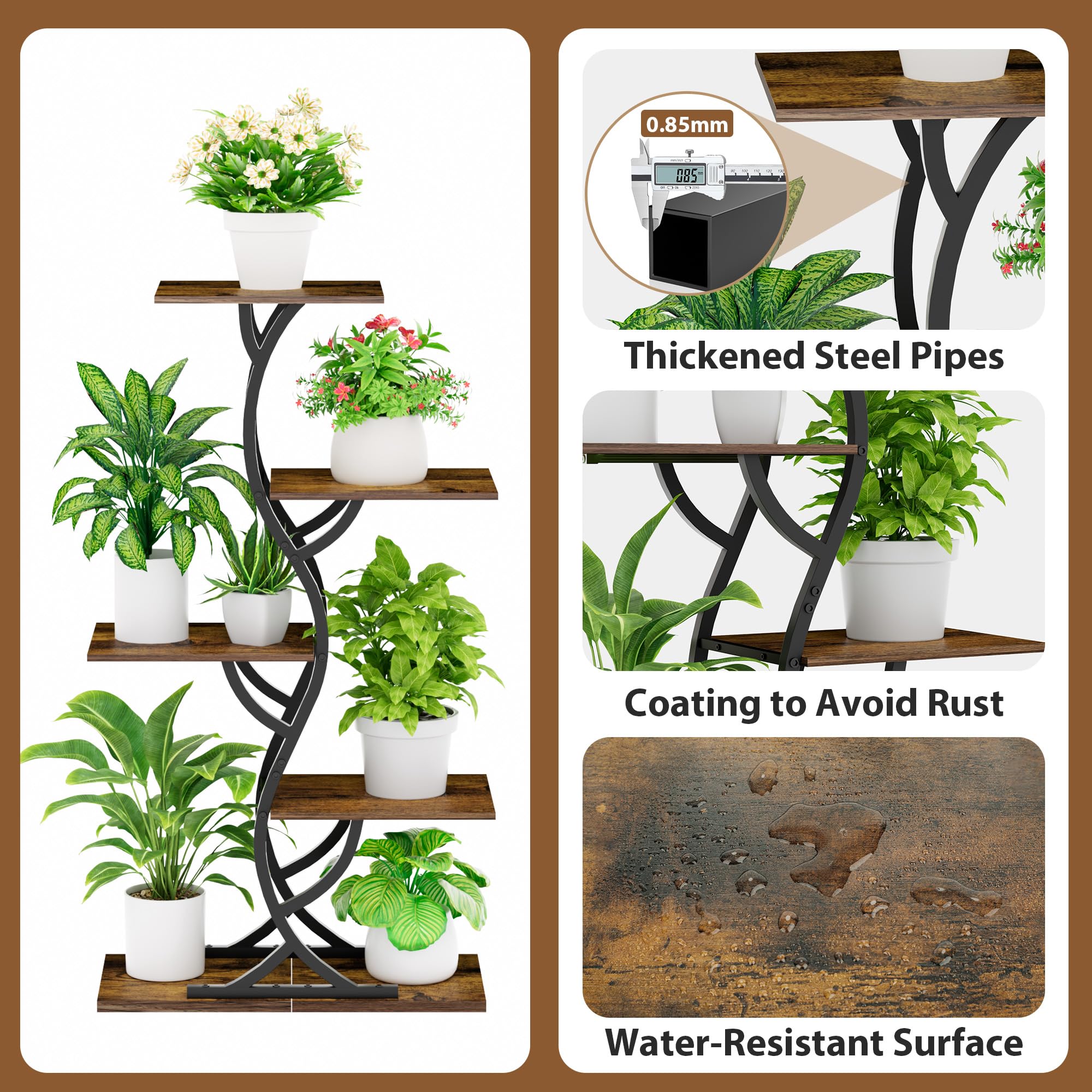 5-Tier Corner Plant Stand with Grow Lights