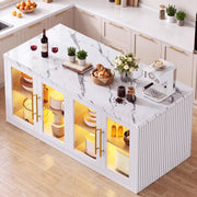 Homiflex Kitchen Island Table with Storage, 55" Large Island Table White