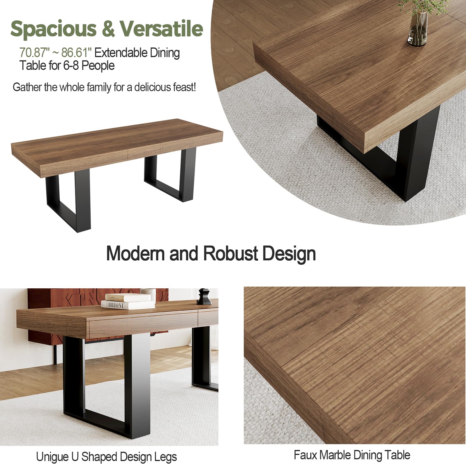 Extendable Farmhouse Dining Table for 8–10