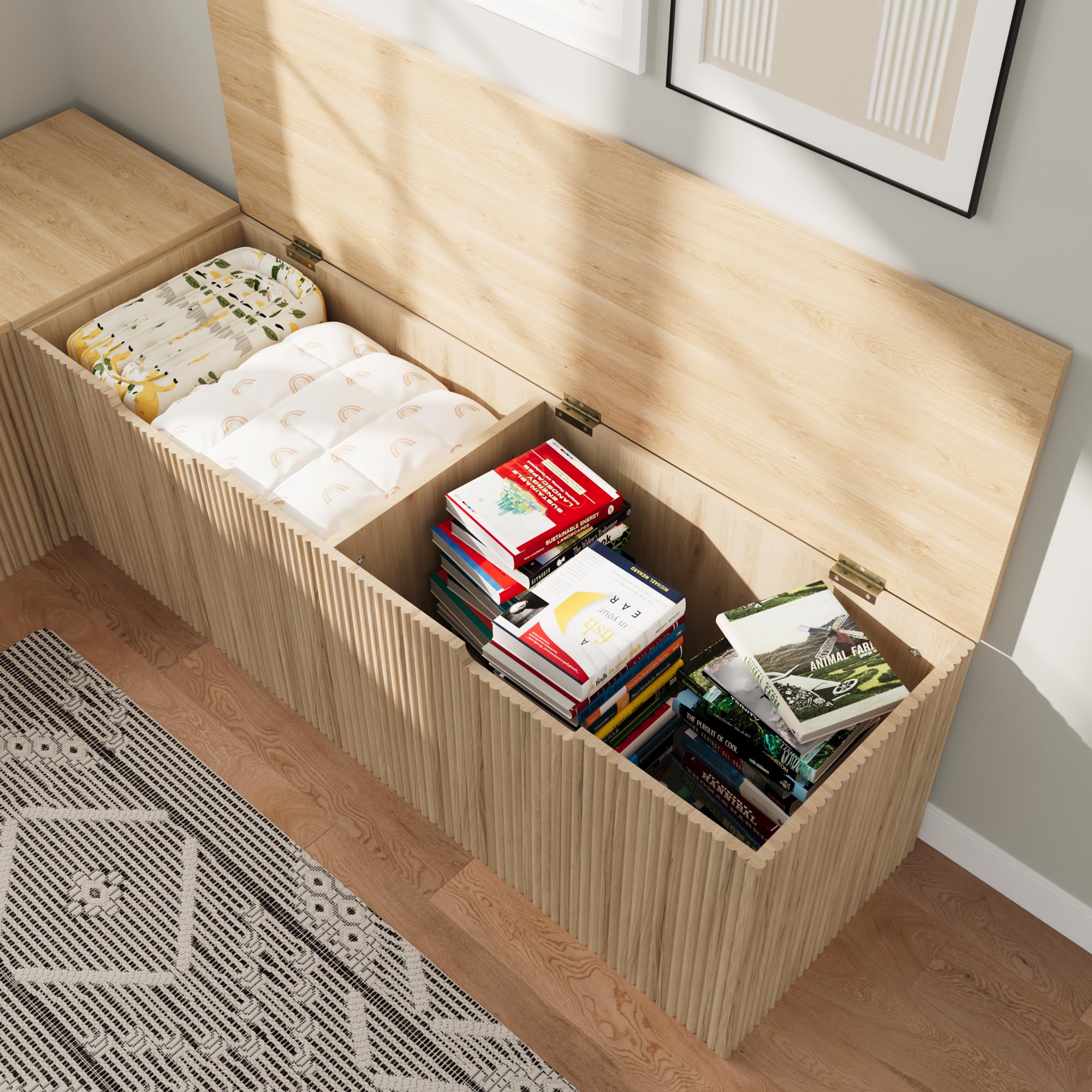 L-Shape Corner Storage Bench with Cushion
