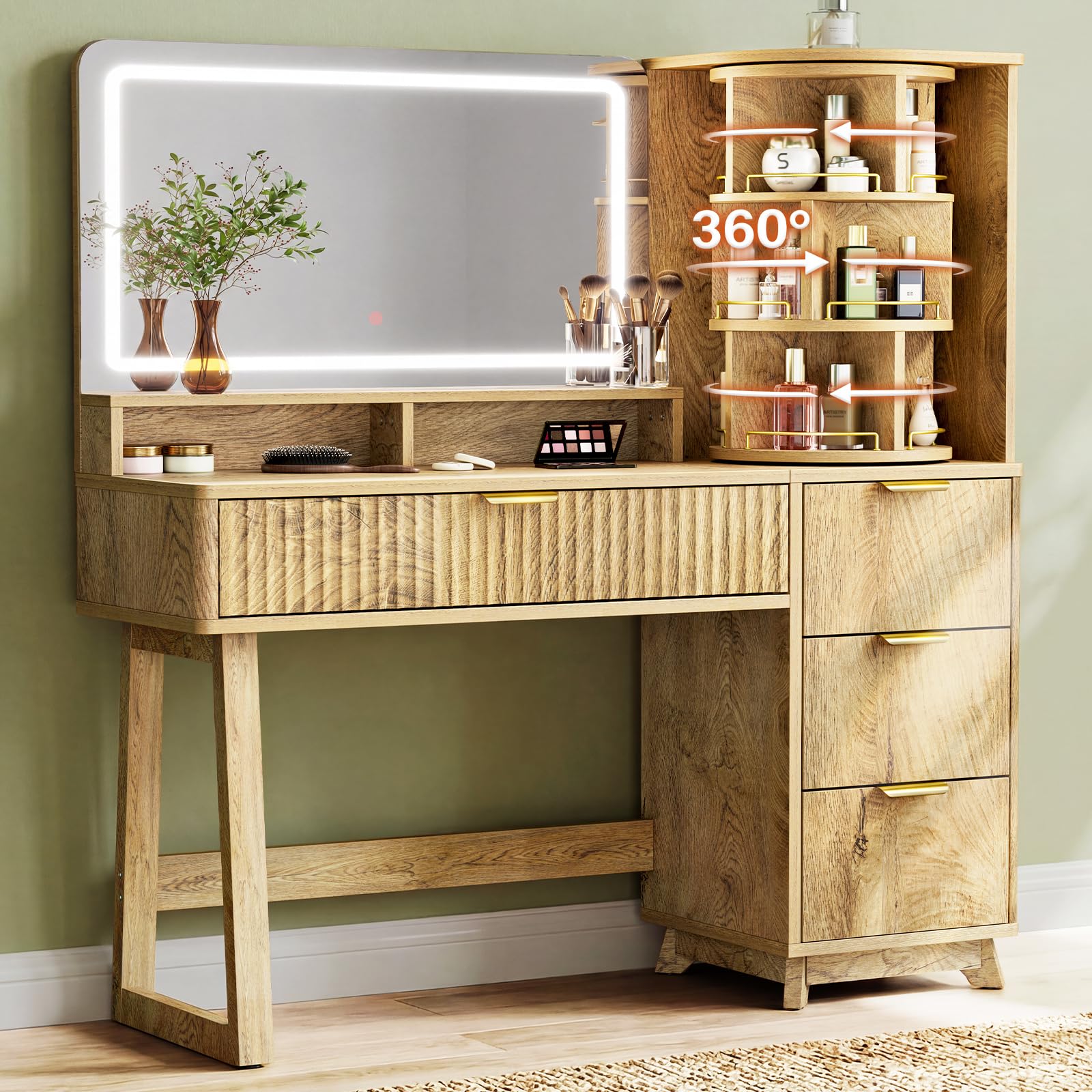 Makeup Vanity Desk with Mirror & LED Lights