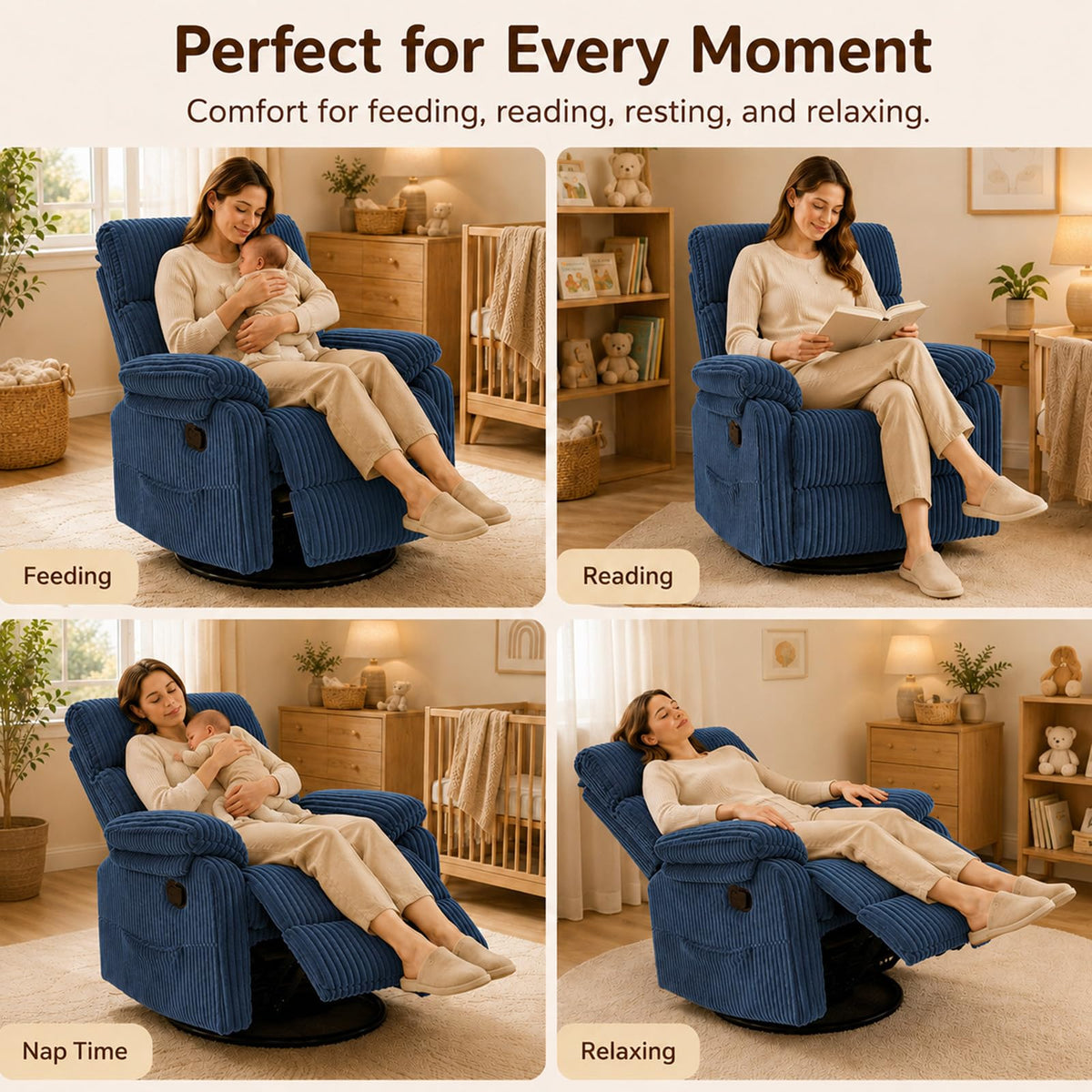 Anwick Soft Blue Rocking Chair Nursery Recliner (Blue)