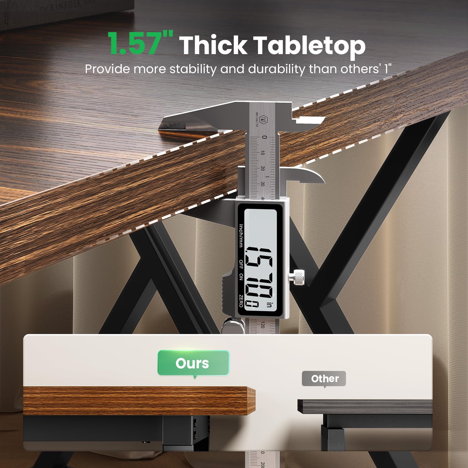 70.8" Large Executive Desk with Metal Legs