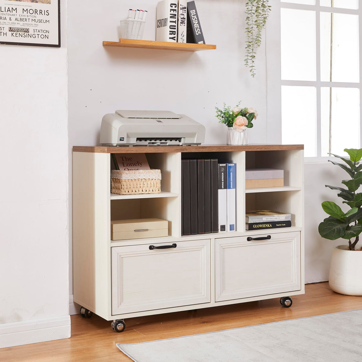 Farmhouse Rolling File Cabinet