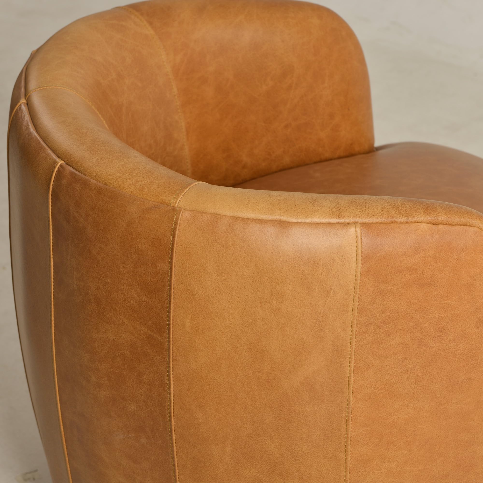 Leather Swivel Barrel Accent Chair, Set of 2