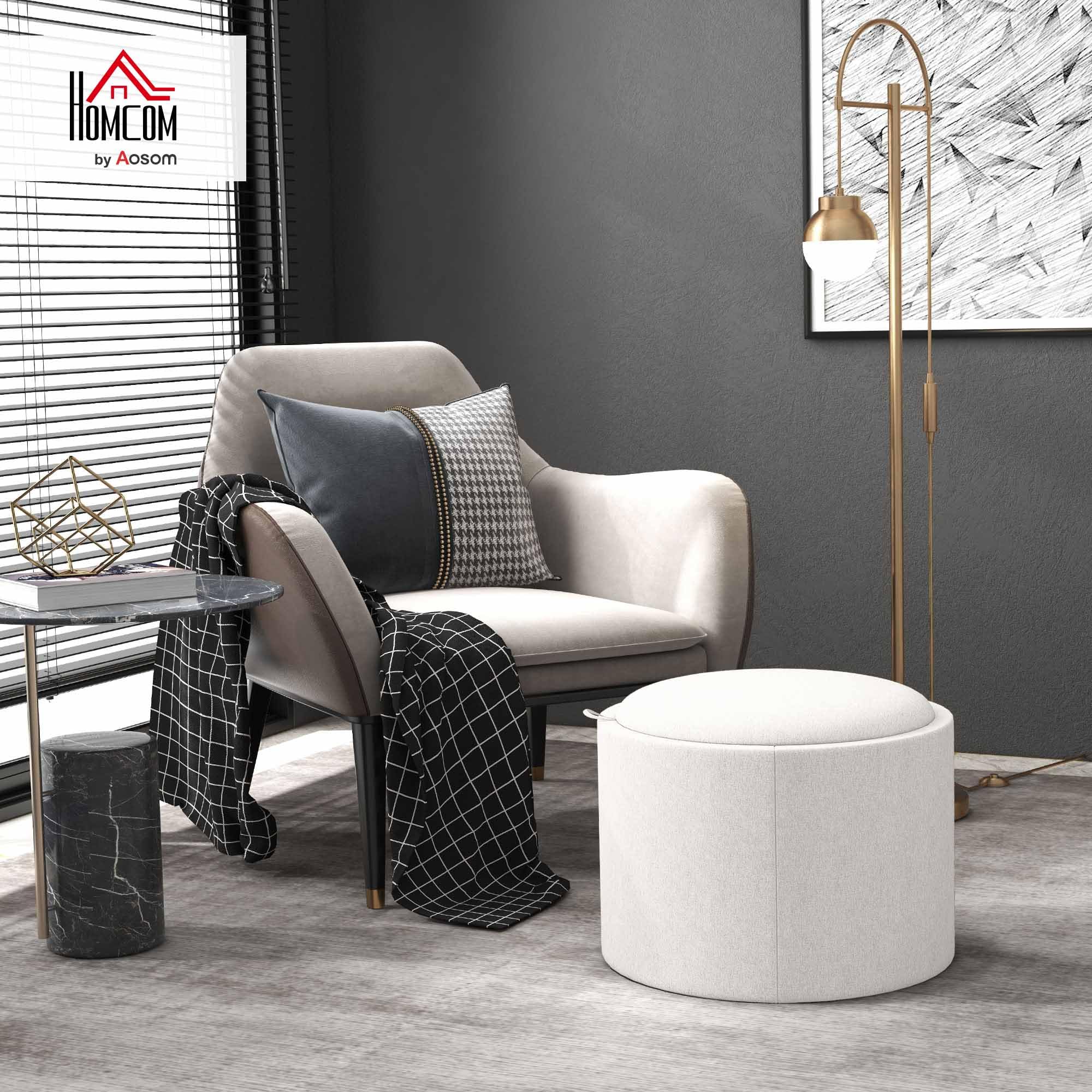 Round Storage Ottoman with Flip-Top Tray