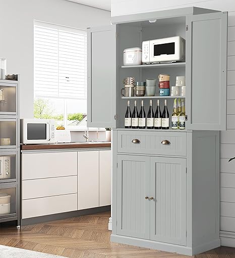 72" Tall Pantry Cabinet with Drawer & Adjustable Shelves