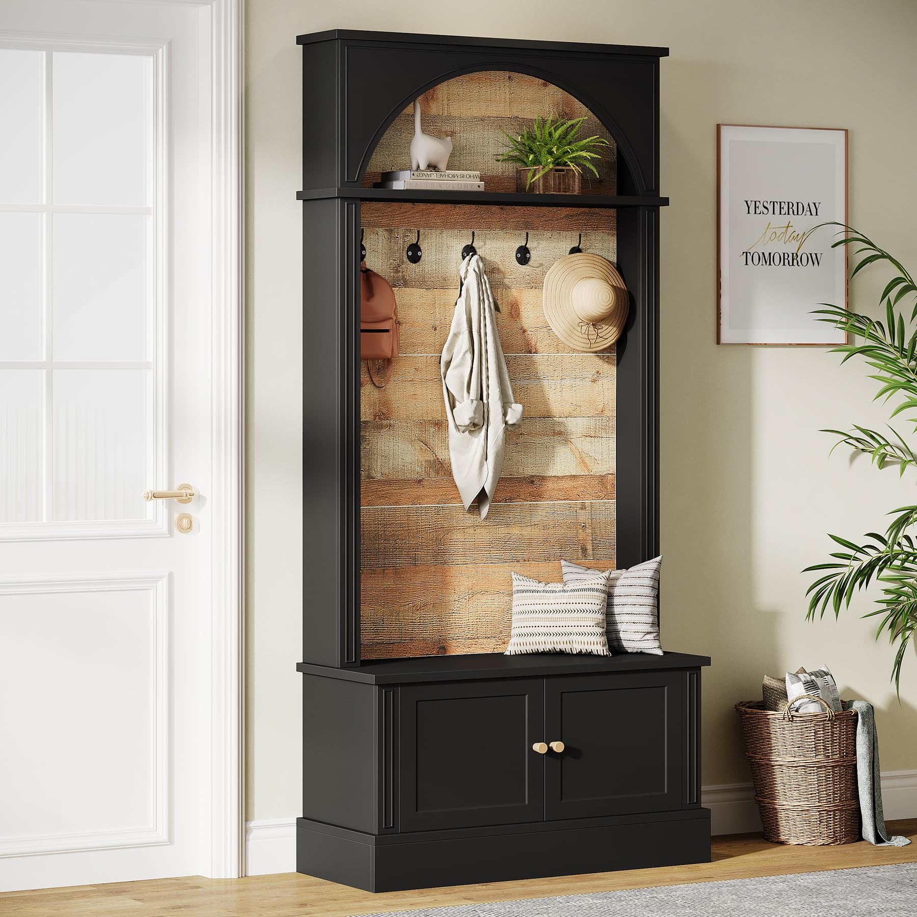 4-in-1 Hall Tree with Storage Bench & Shoe Cabinet