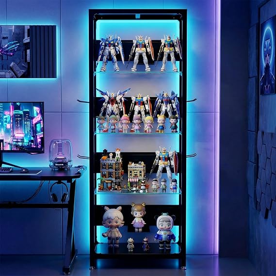 4-Shelf Locking Glass Display Cabinet
