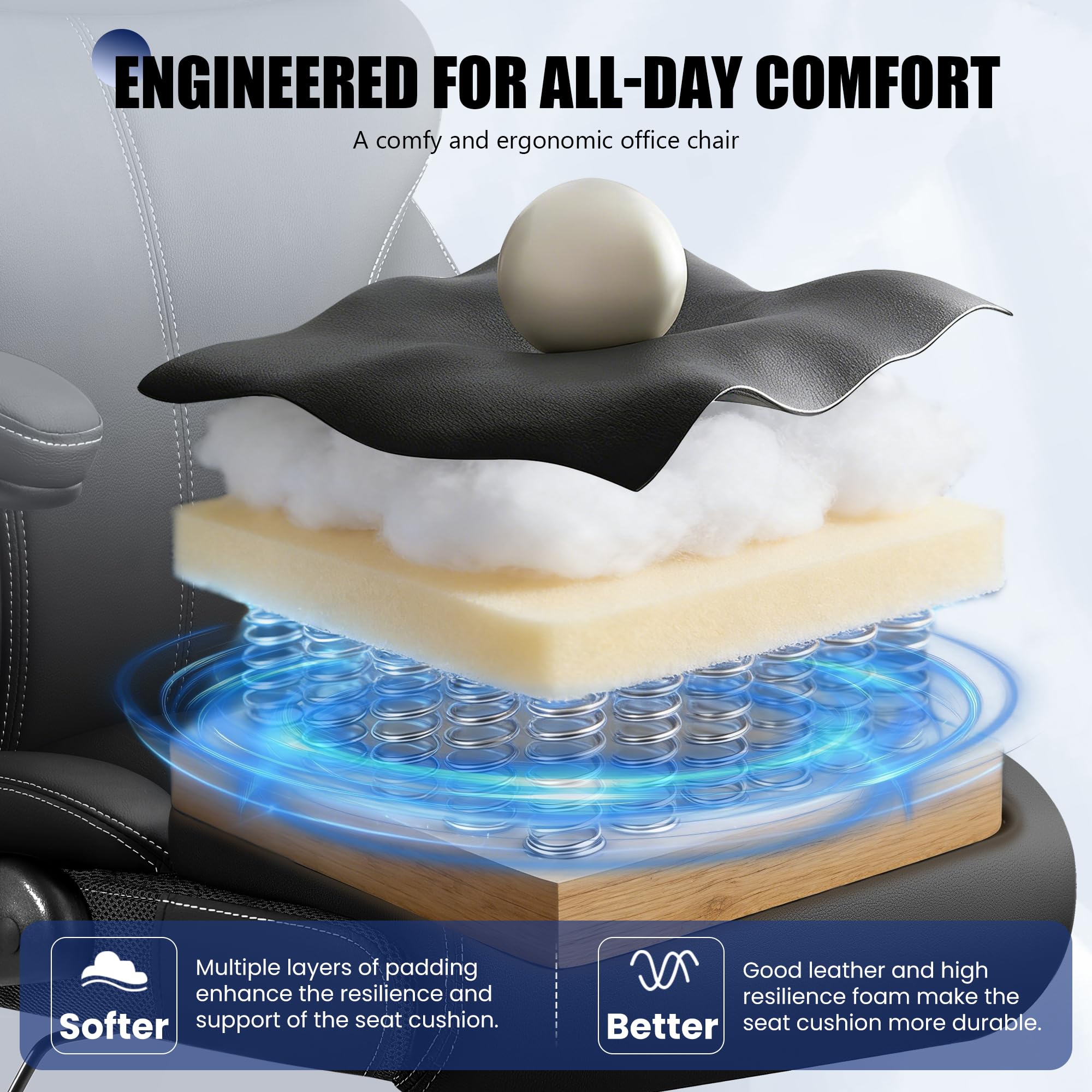 High-Back Ergonomic Office Chair with Flip-Up Armrests