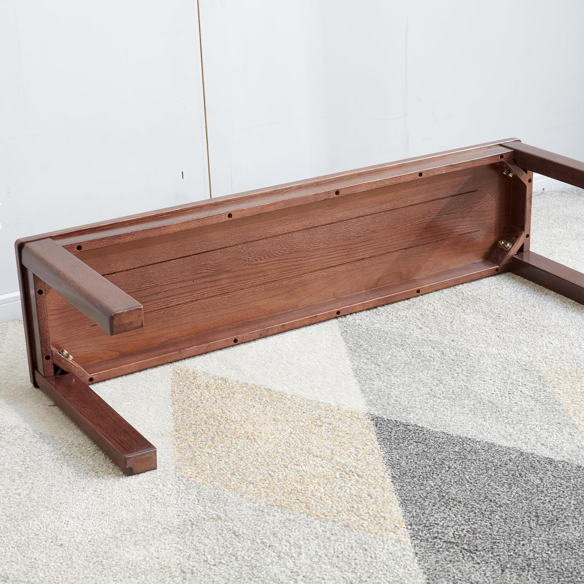 47.2" Solid Oak Wood Dining Bench, Walnut