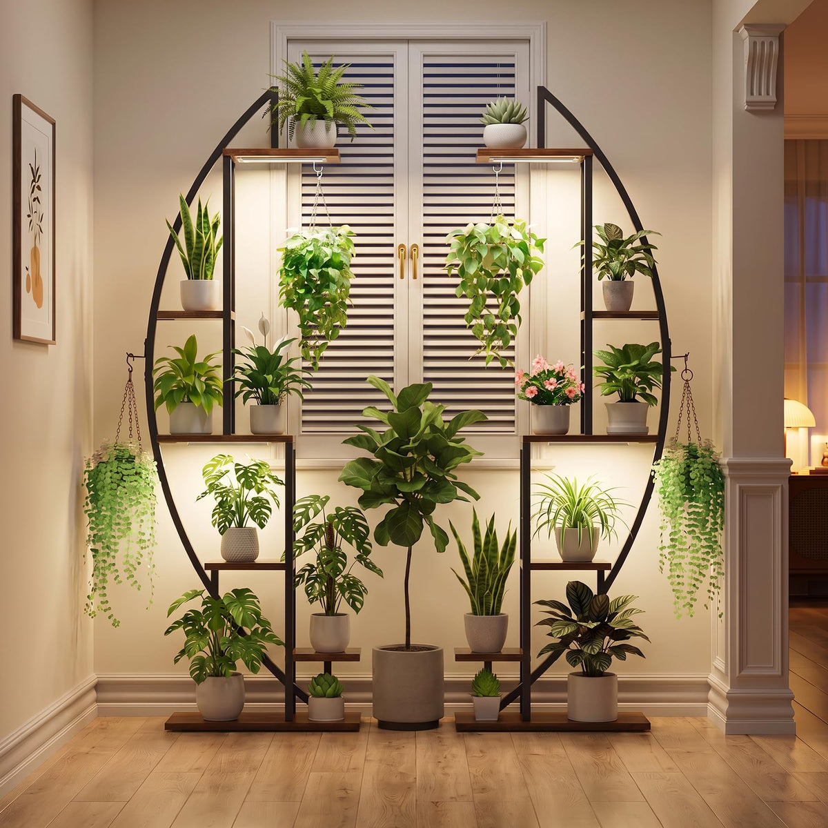 BACEKOLL Plant Stand with Grow Light, 2 Pack Tall Indoor Plant Shelf 6 Tier