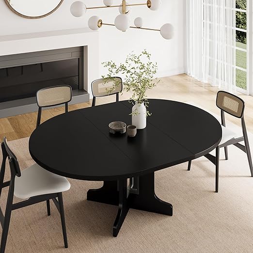 47" Round Dining Table for 6, Farmhouse Pedestal Base