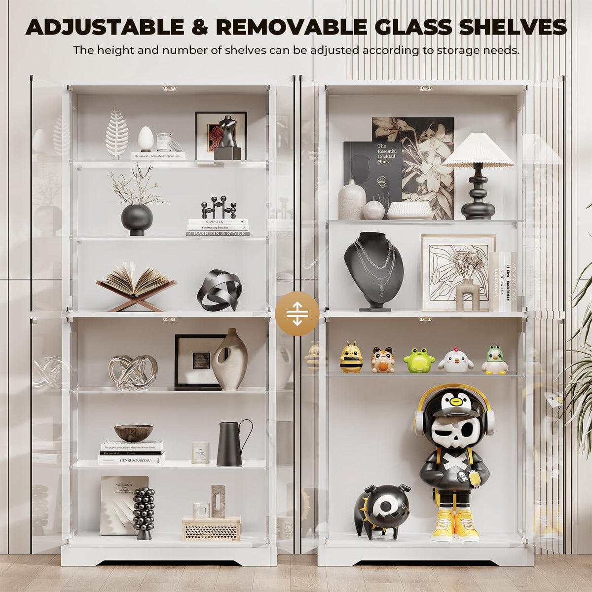 6-Tier LED Glass Display Cabinet