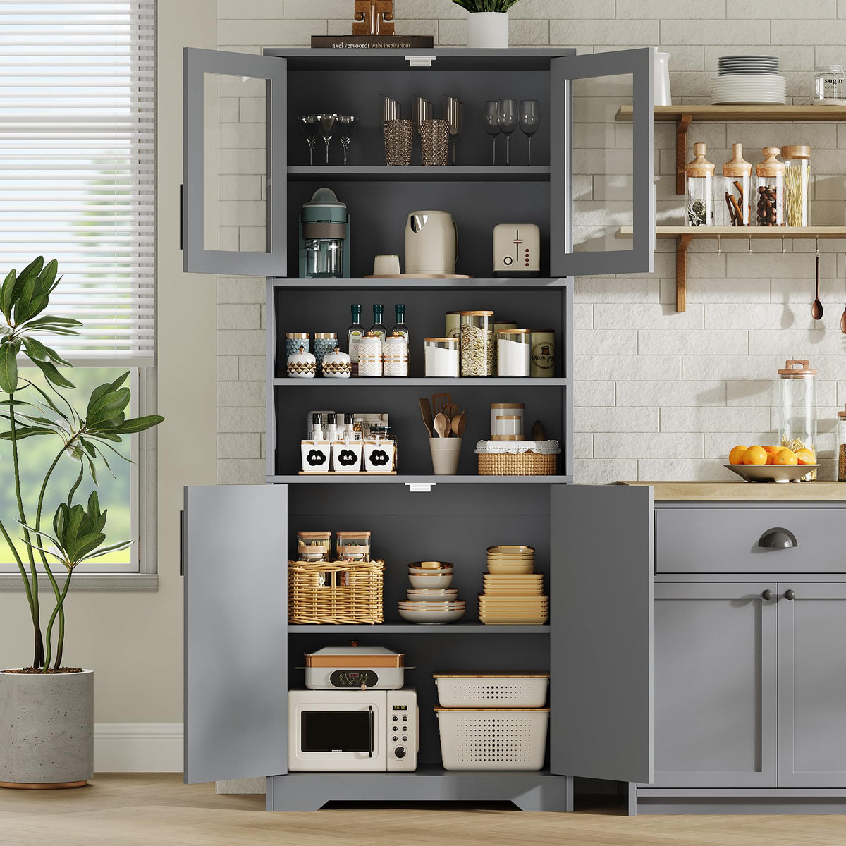 Tall Storage Cabinet with Adjustable Shelves