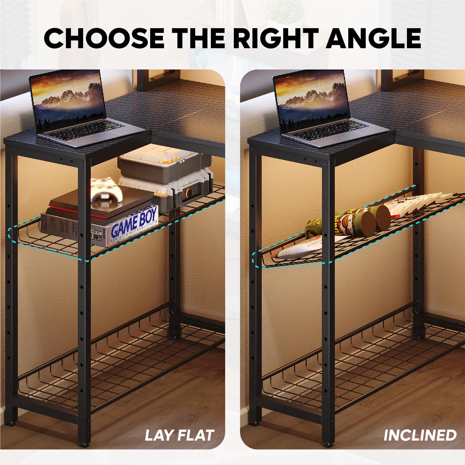 L-Shaped Gaming Desk with LED & Power Outlets, 71.5"