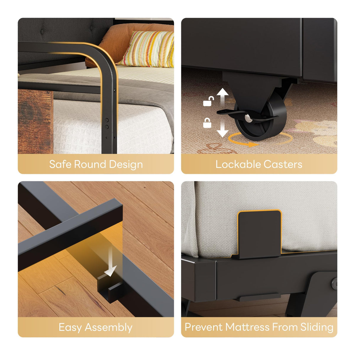 LIKIMIO Twin Daybed with Trundle, Day Bed with Charging Station