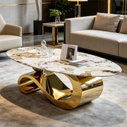Oval Faux Marble Coffee Table