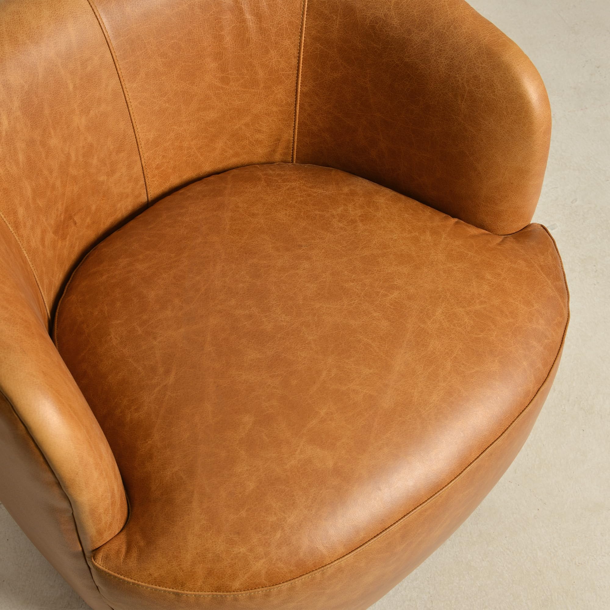 Leather Swivel Barrel Accent Chair, Set of 2