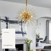 Aol furin 16-Light Gold Sputnik Chandeliers, 31" Starburst Firework Pendant Light fixtures, Mid-Century Modern Satellite Ceiling Lights for Dining Room, Kitchen, Bedroom, Living Room, E12
