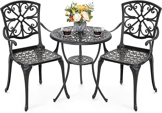 3-Piece Cast Aluminum Patio Bistro Set