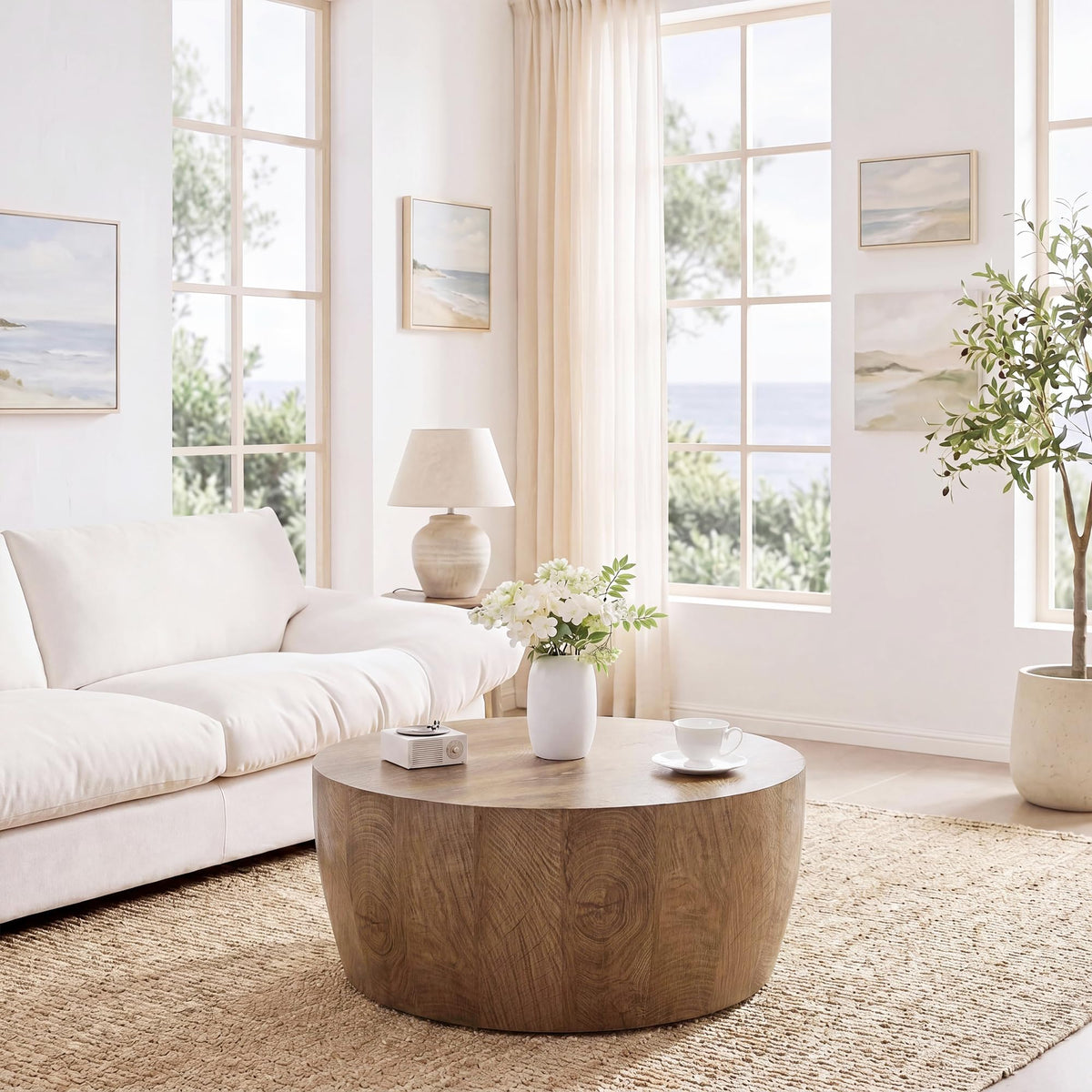 Round Reversible Drum Coffee Table
