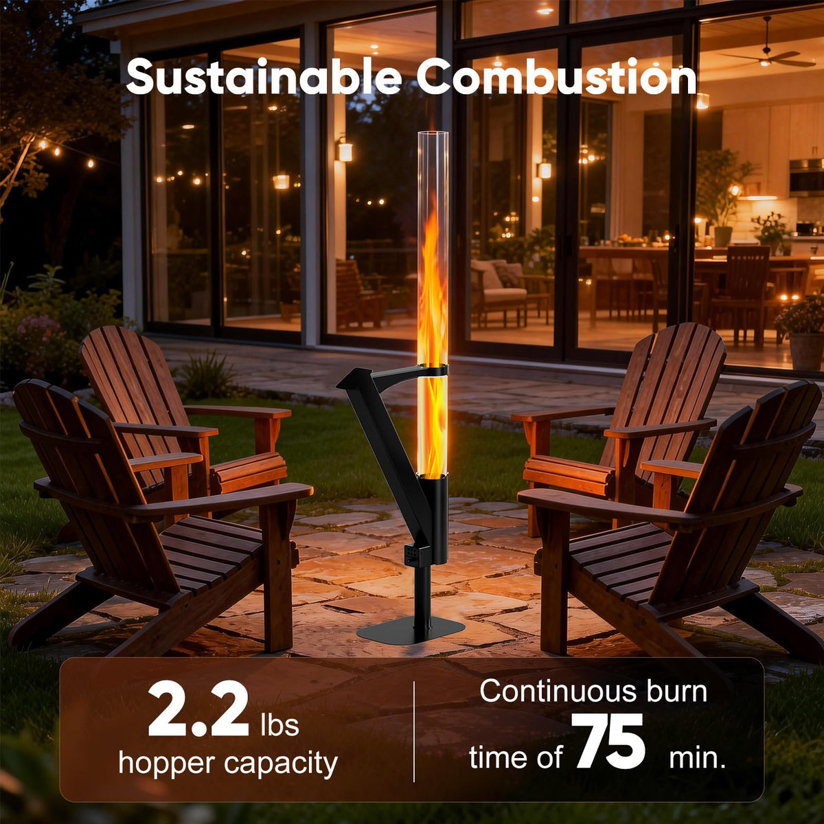 Rayzi 55 Inch Rocket Stove，Decorative Wood Pellet Heater，Outdoor Fireplace