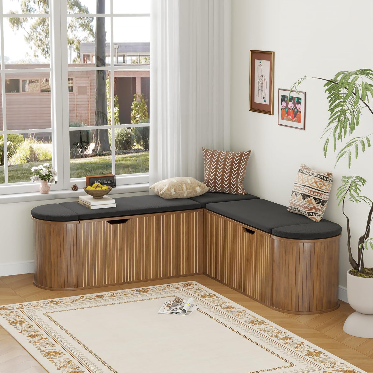 Cushioned Corner Storage Bench