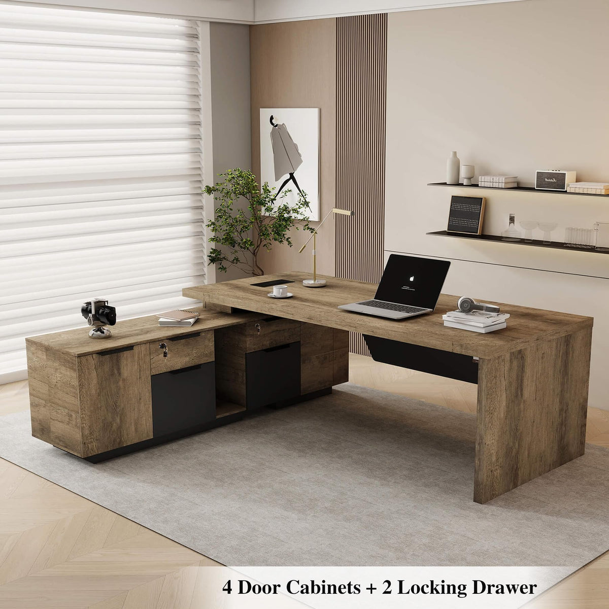 Adjustable L-Shaped Executive Desk
