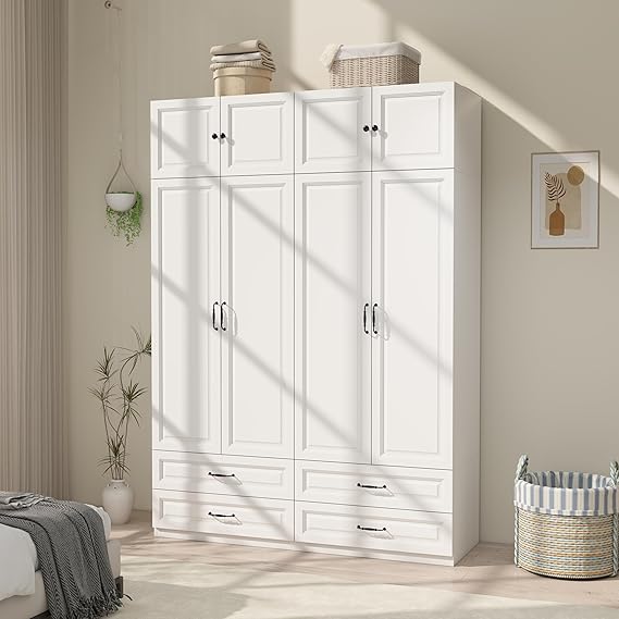 White Wardrobe Closet with Doors & Drawers