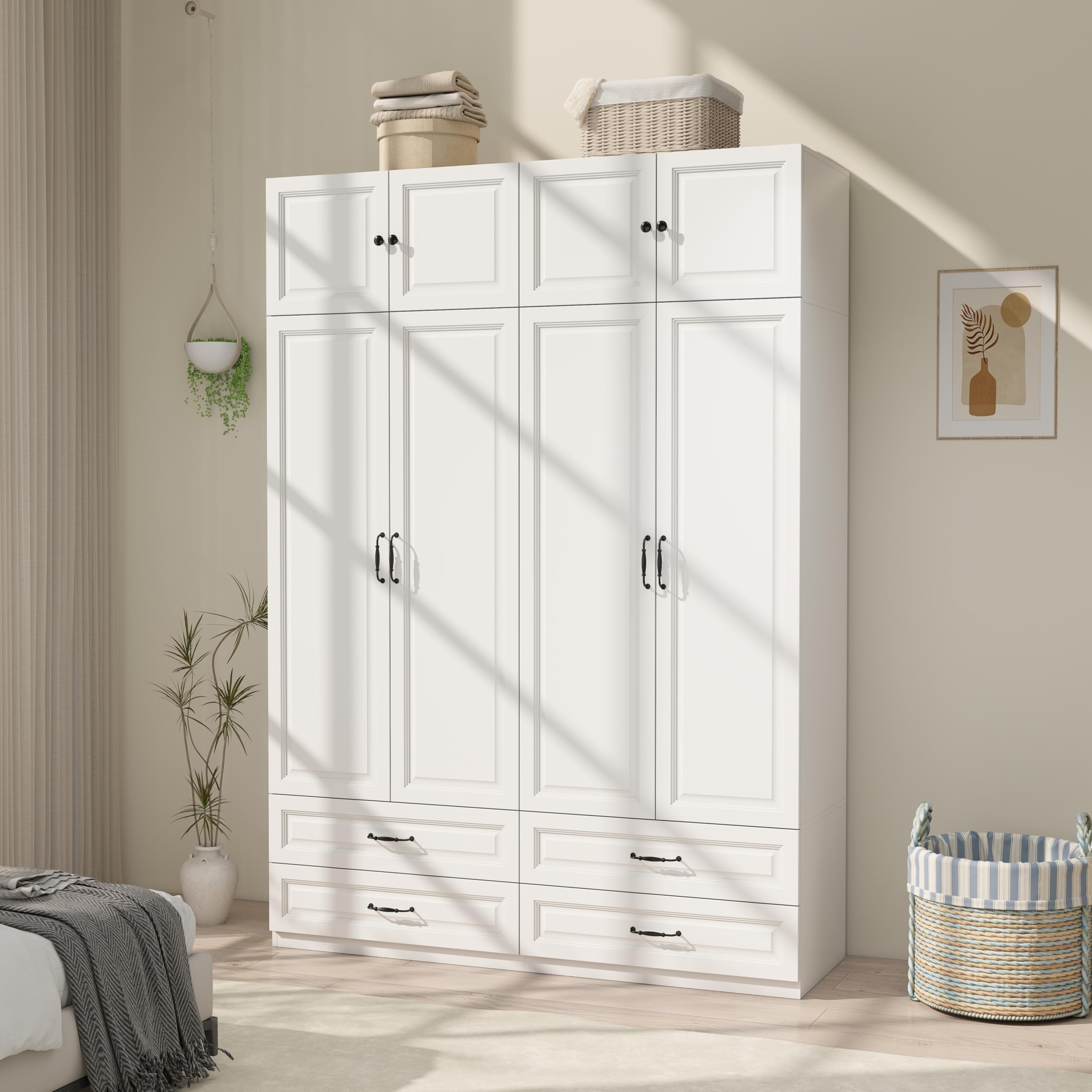 Wardrobe Closet with Doors & Drawers – 89" Tall Wood Armoire