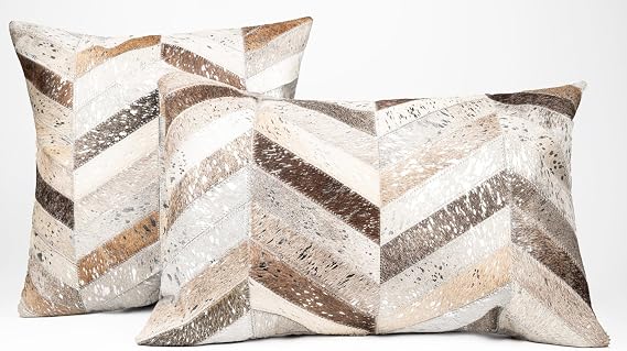 Cowhide Leather Patchwork Throw Pillows