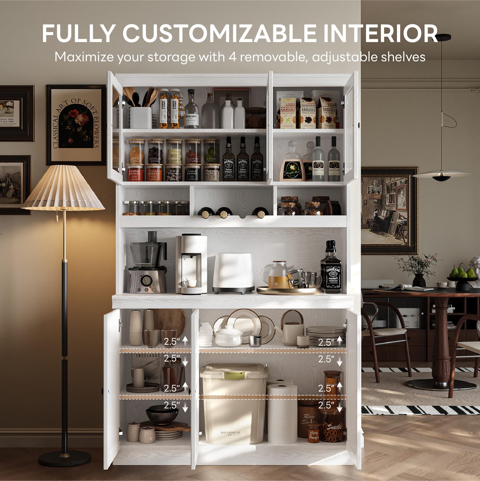 China Cabinet with Glass Doors & Microwave Stand
