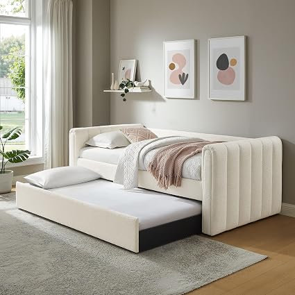 Twin Channel Tufted Velvet Daybed with Trundle