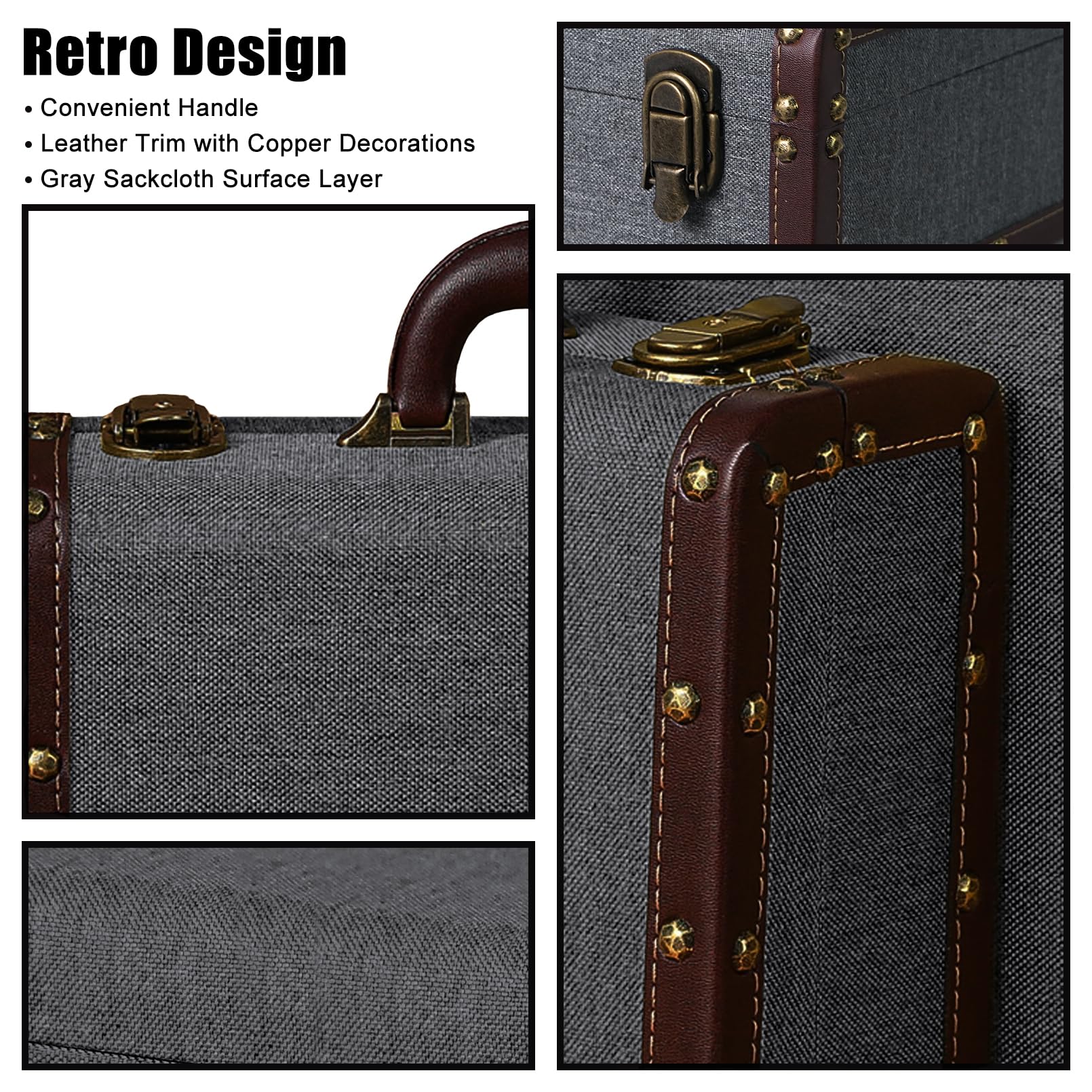 Vintage Wooden Suitcase Storage Box with Handle