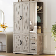 4-Door Wardrobe Closet with Mirror