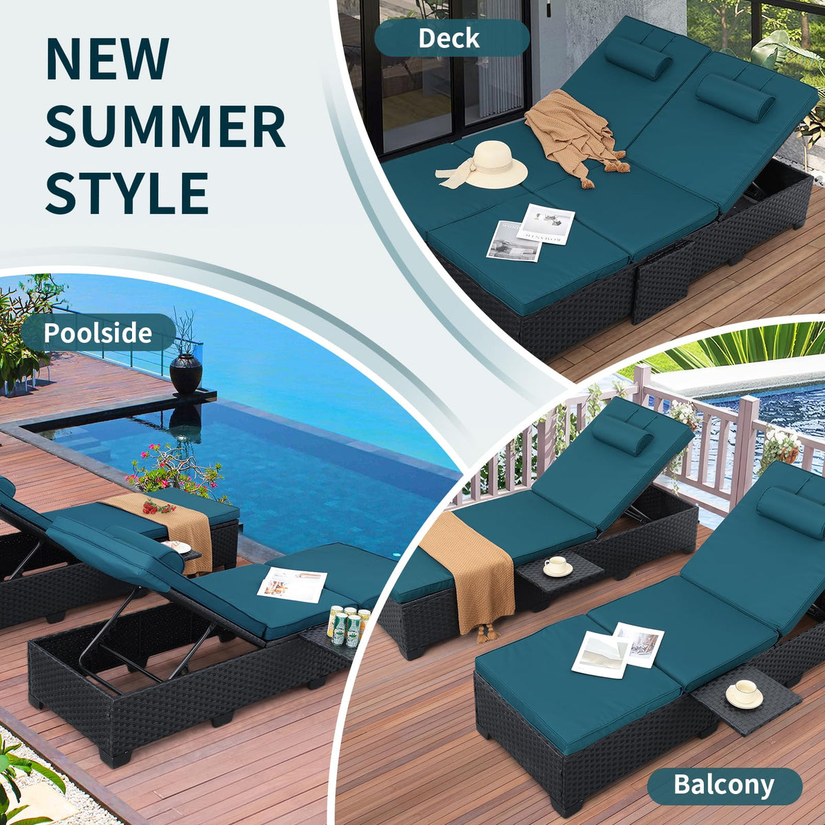 Wicker Chaise Lounge Chairs Set of 2