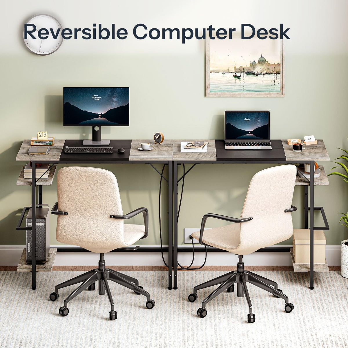 Compact Computer Desk with Charging Station