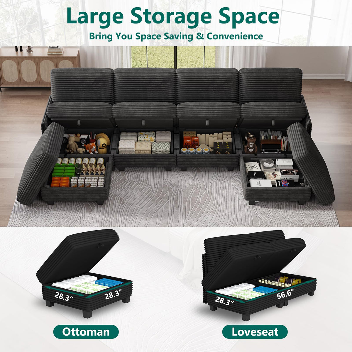 Modular Sectional Cloud Couch, Convertible Sleeper Sofa Bed for Living Room