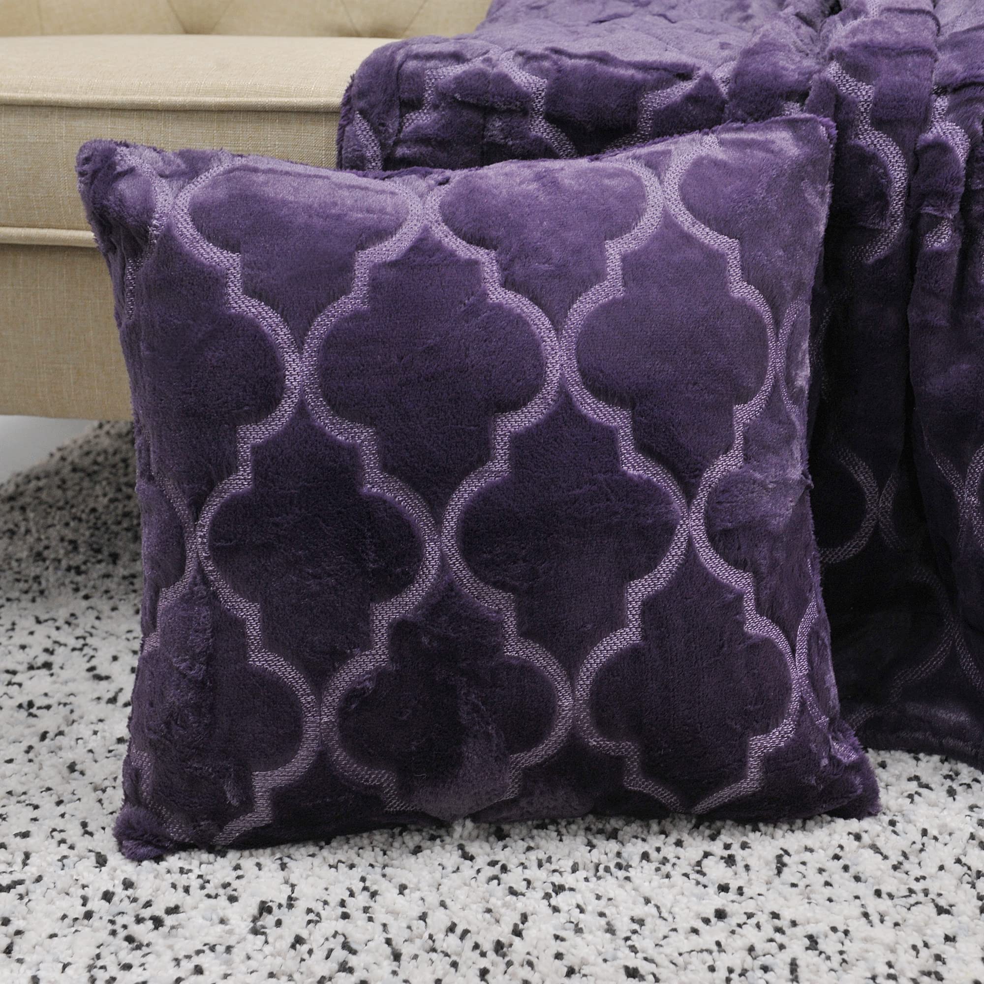 Faux Fur Throw Blanket & Pillow Cover Set