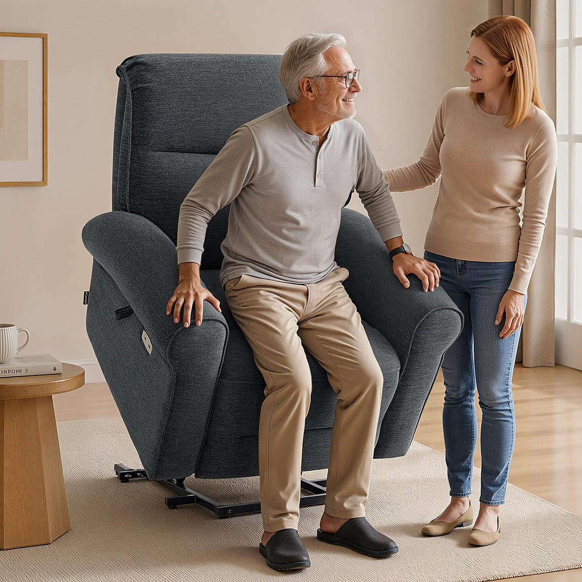 MCombo Dual Motor Power Lift Recliner Chair, Massage & Heat 7666