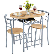 Yaheetech 3 Piece Dining Table Set for 2, Small Table and Chairs, Natural
