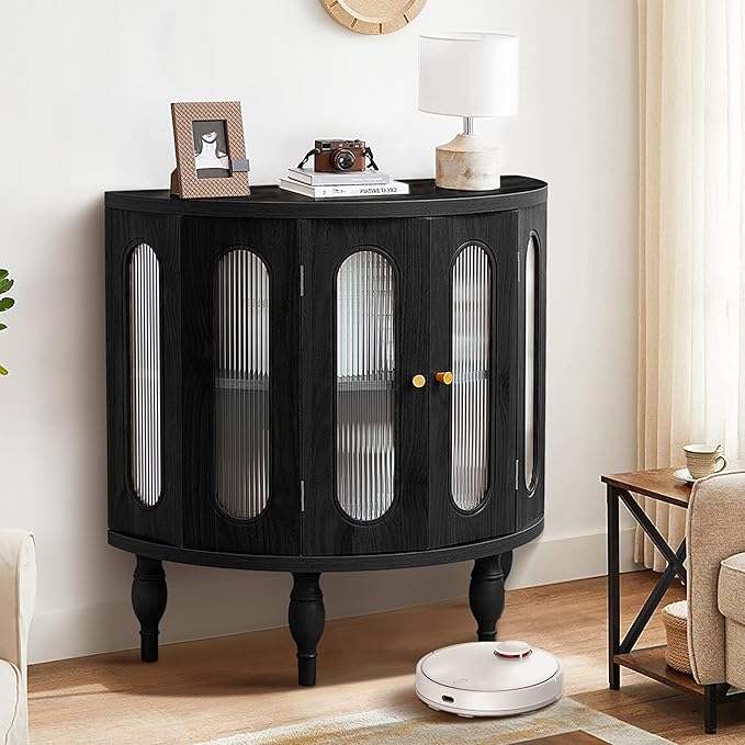 Semi-Circle Accent Storage Cabinet with Acrylic Doors