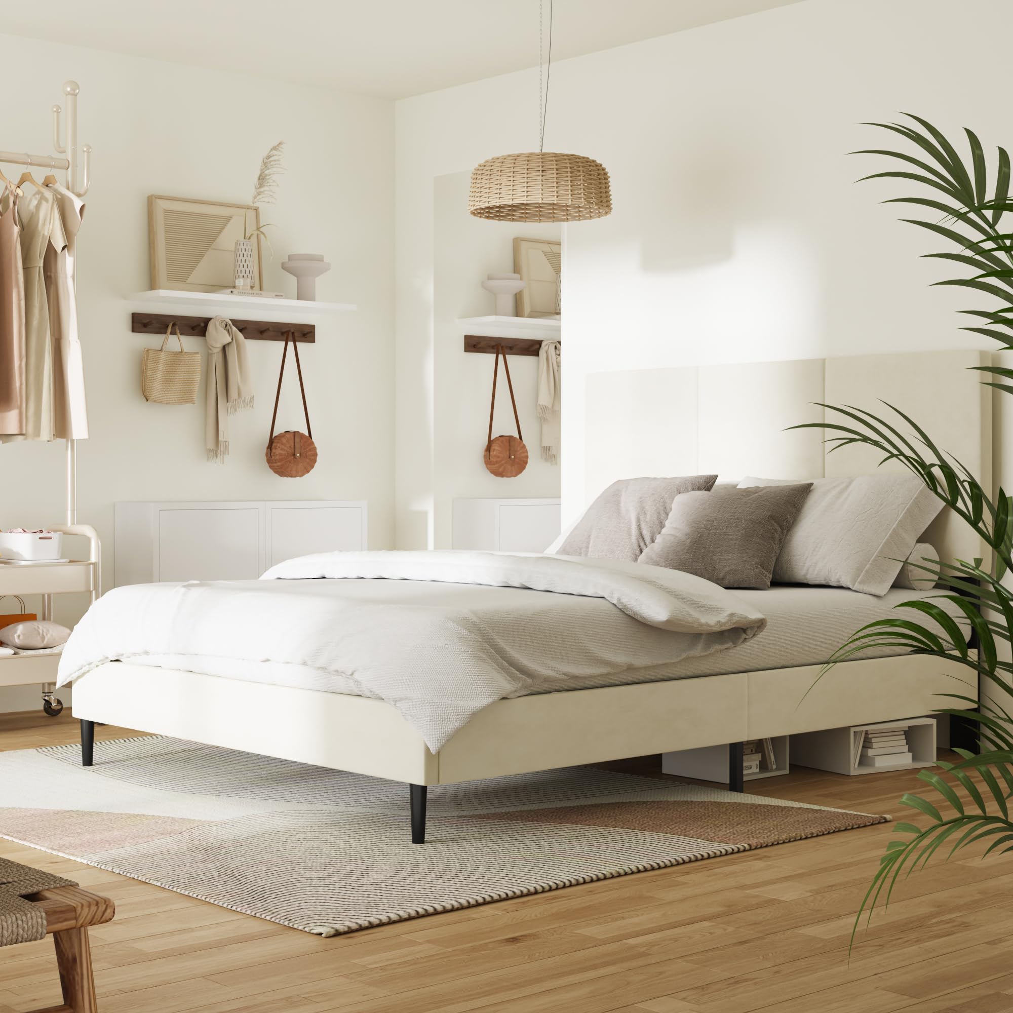 Queen Upholstered Bed Frame with Headboard