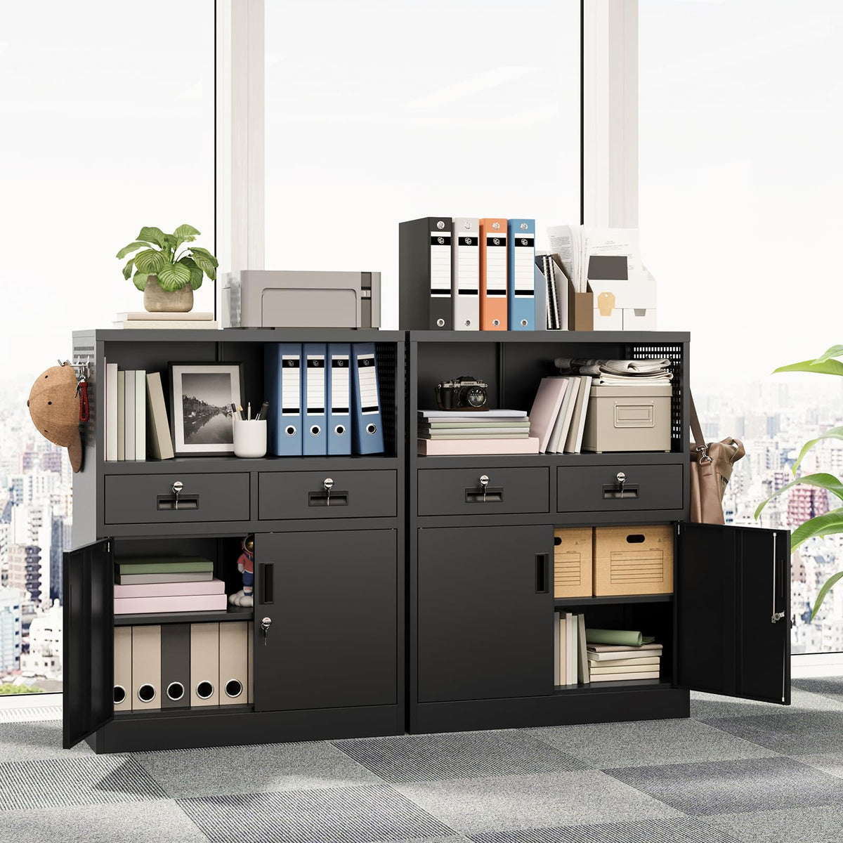 Locking Steel Cabinet with Drawers