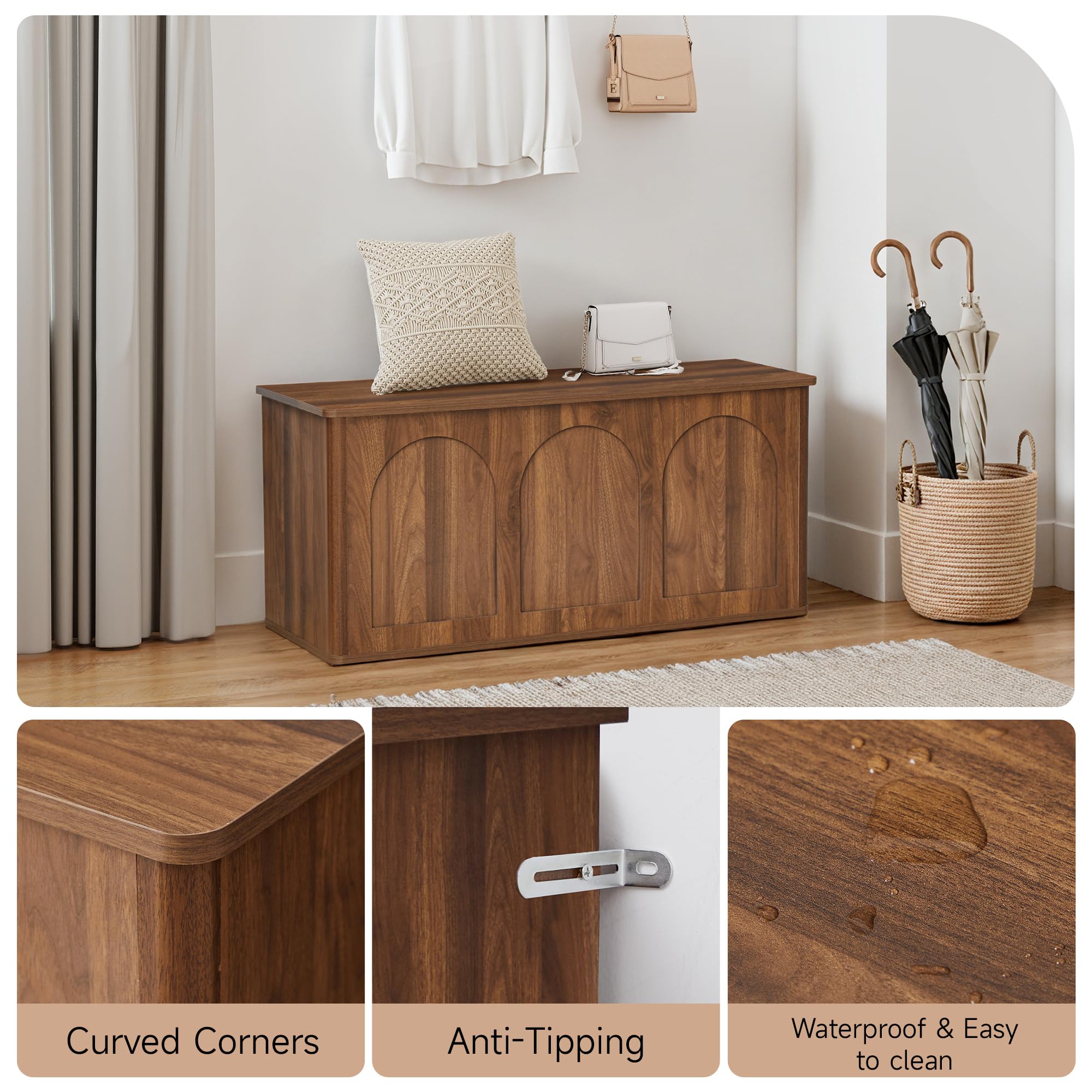 Farmhouse Storage Bench with Flip-Top Lid
